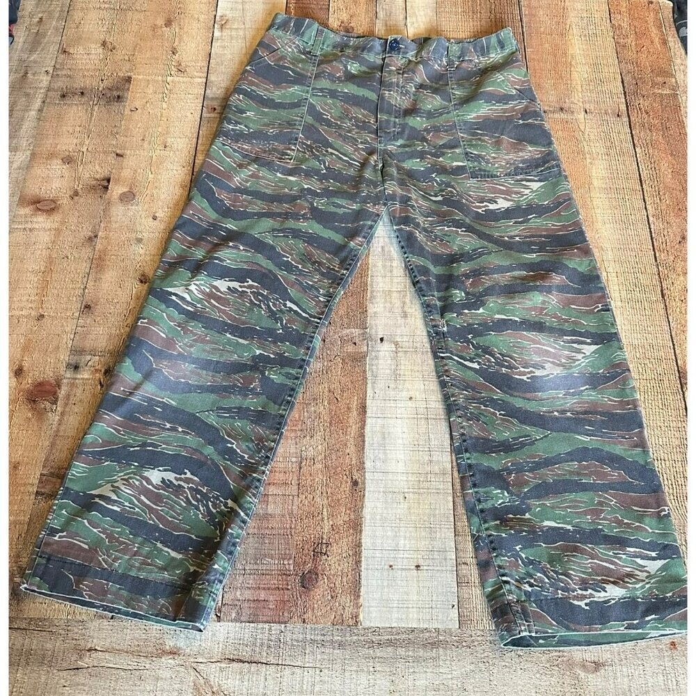 Vintage Tiger Stripe Military-Style Camouflage Cargo Pants